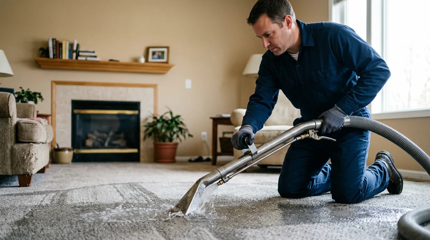 Water damage restoration technician working near Plainview, NY